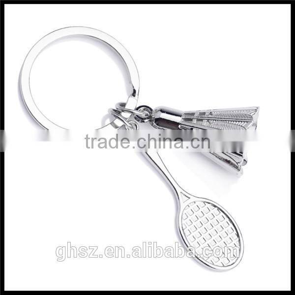 Personalized metal badminton racket sports keychains manufacturer