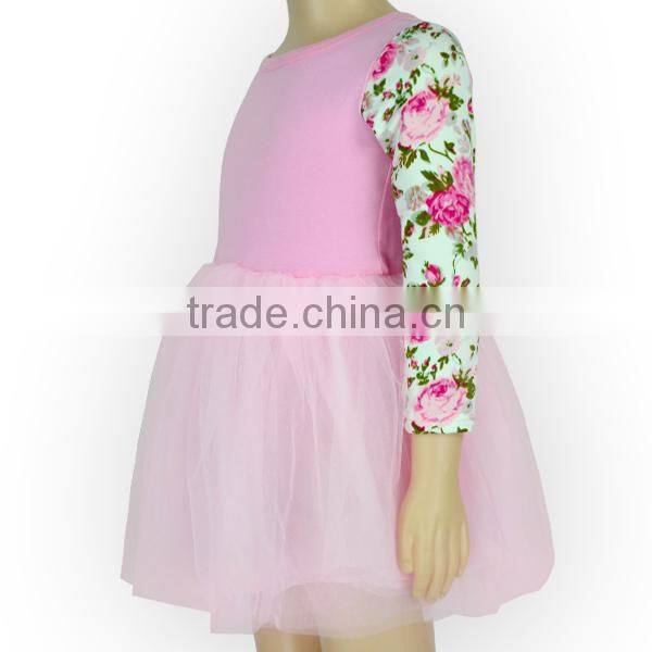 Kids Boutique Pink Floral Long Sleeve Tutu Skirt Plain Top Dance Tutu Dress 1 Year