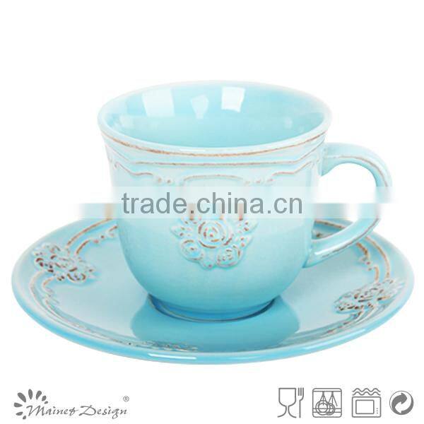 Cup Saucer handpainting top sale relaxation and antique style with flower
