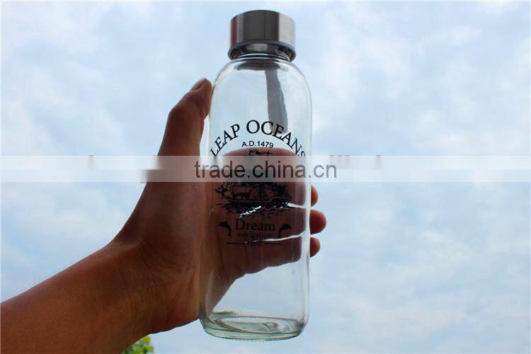 Frosted glass water bottle with cloth cover