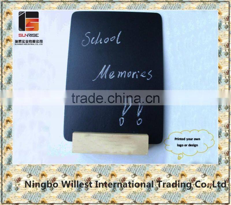 Wooden mini blackboard with rectangle customise logo wood base