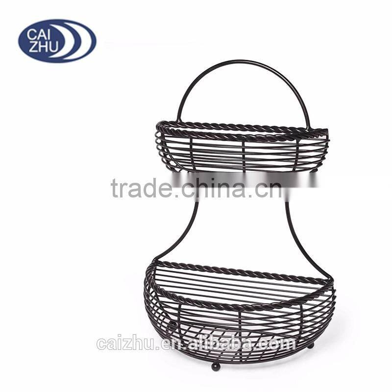 Gourmet Basics Rope Decor 2 Tiers Metal Wire Fruits Vegetable Basket