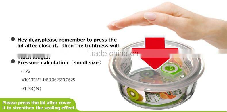 Square Glass Food Container with Smile Design Lock Lid
