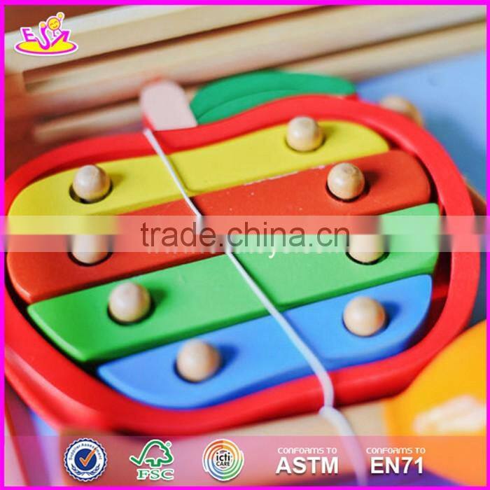 2017 New design fruit shape multi-function wooden music toys for toddlers W07A118