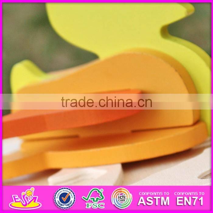 2017 New product funny 3d duck children wooden animal puzzles for toddlers W14G043