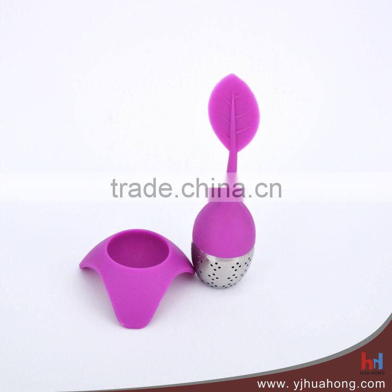 Wholesale 100% food grade colorful stainless steel&silicone leaf tea infuser