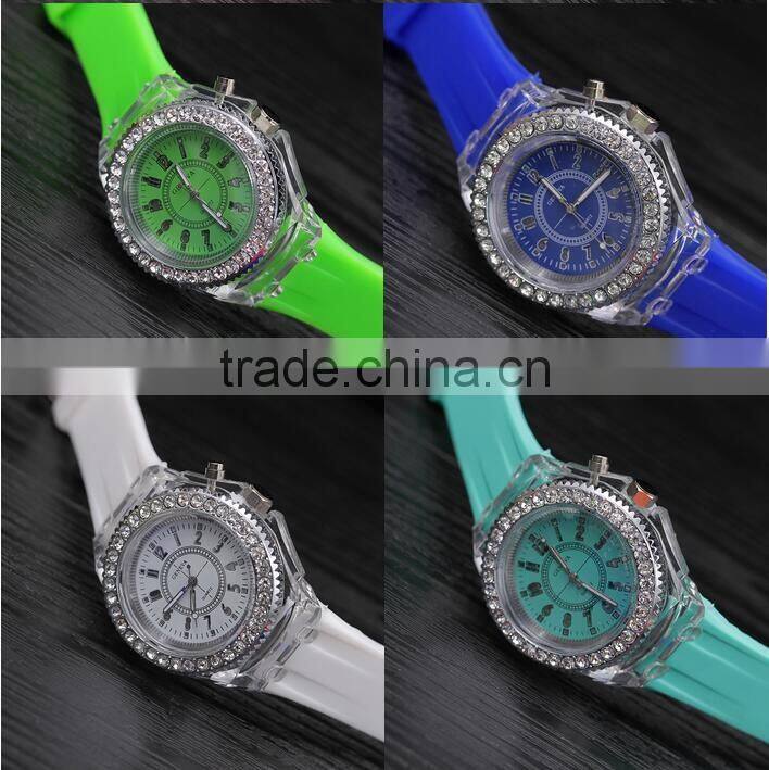 high quality free sample unisex led light watch colorful silicone strap wristwatch