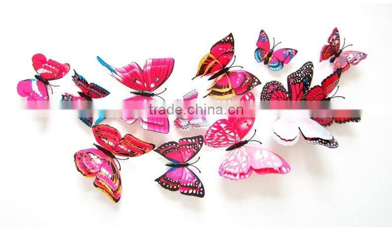 Bilayer 3D Butterfly Wall Sticker Double-deck Butterflies Decor Wall Sticker Decorative Twin-layer