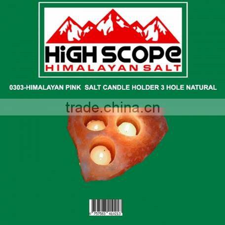 HIMALAYAN PINK SALT NATURAL TEA LIGHT CANDLE HOLDER THREE HOLES