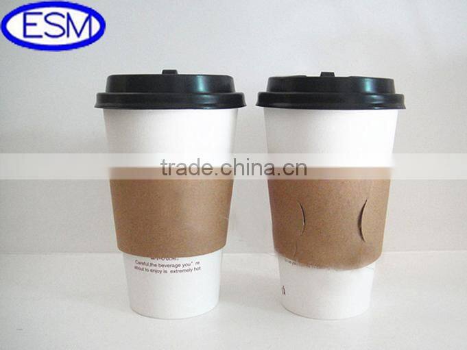 Hot Cup 12 oz WHITE and Kraft brown kraft paper coffee cup sleeve