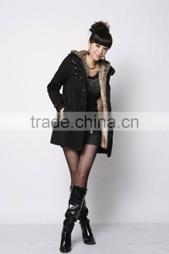 Warm Winter Coat Jacket Outerwear Faux Fur Lining Women's Fur Jackets Overcoat