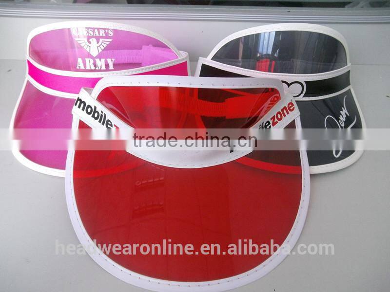 Custom High Quality Cheap Colorful PVC Sun Visor Dongguan Factory