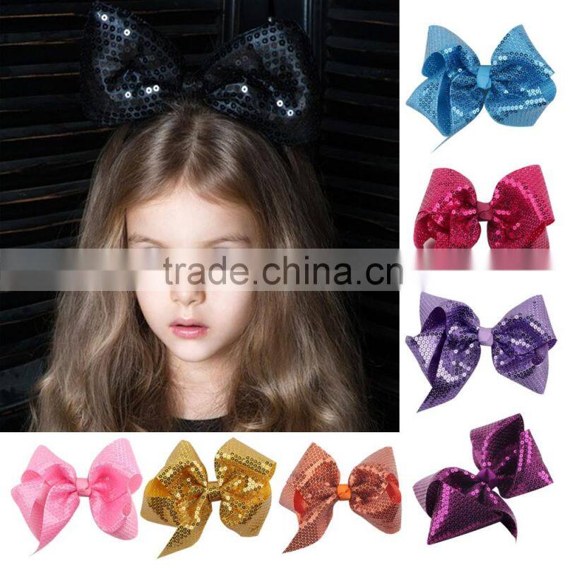 Factory wholesale women girls sequined jojo alligator hair bow clips