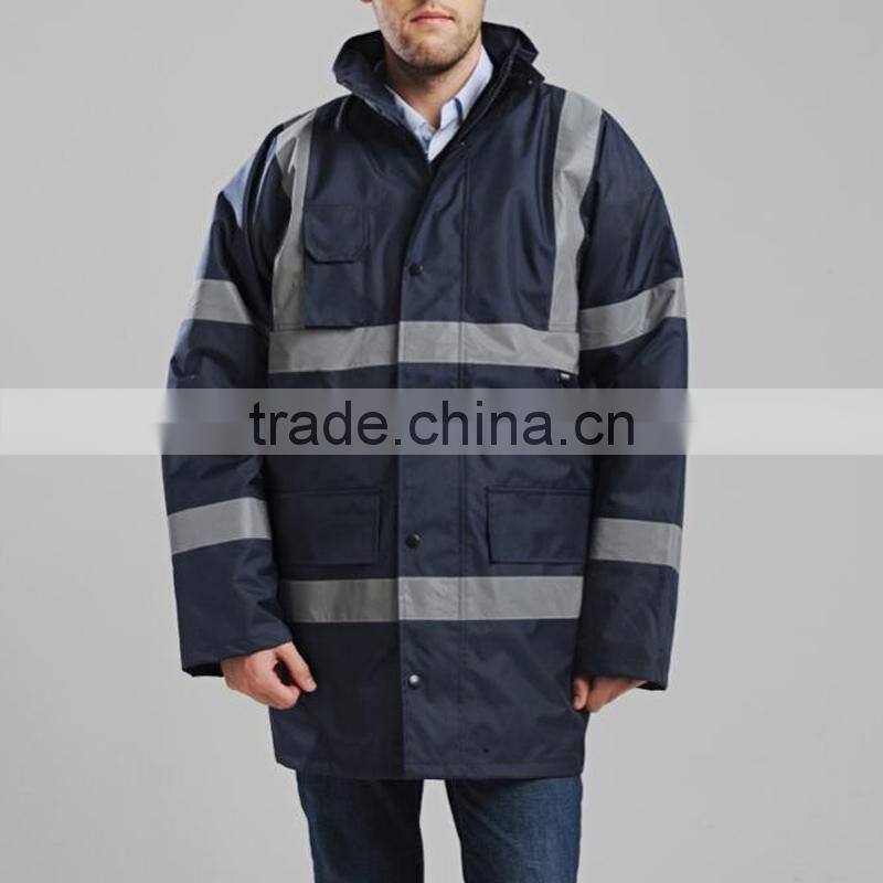blue waterproof safety reflective jacket for night work and cleaner, safety guard