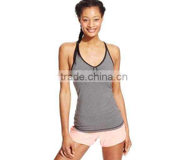 supplex/spandex dry fit Sexy cross back top womens sports tank top