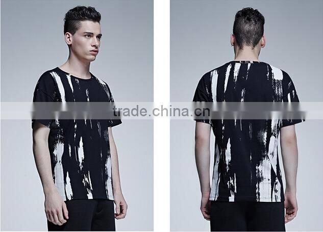 fashionable customized casual black printing t-shirt