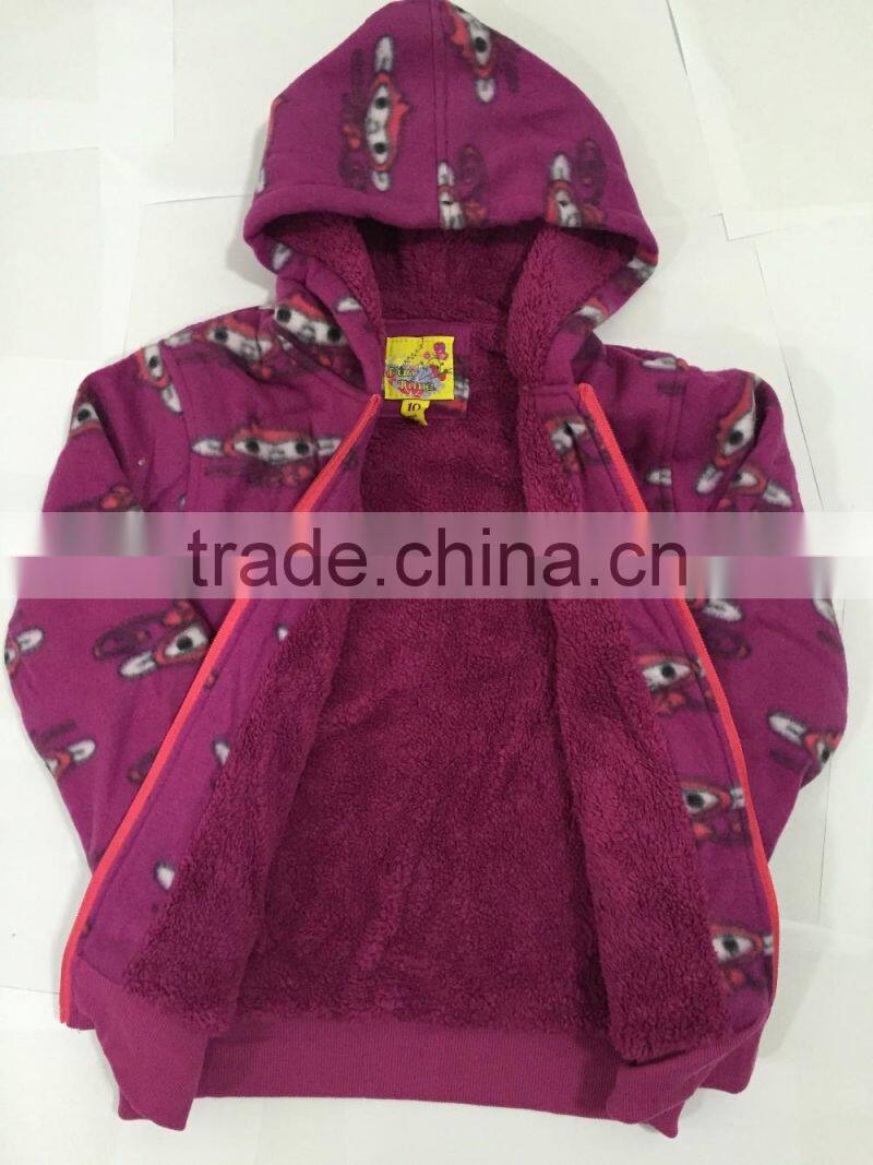 OEM service winter fleece children cartoon hoodies coat