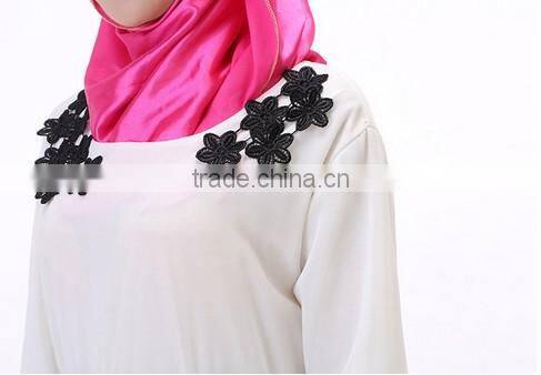 beautiful fashion lace long sleeve chiffon ladies muslim dress