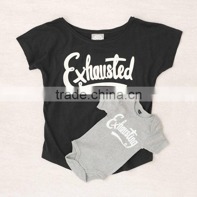 New arrival latest design Baby clothing boutique mother and daughter cotton printing sleeveless wholesale Custom T shirt