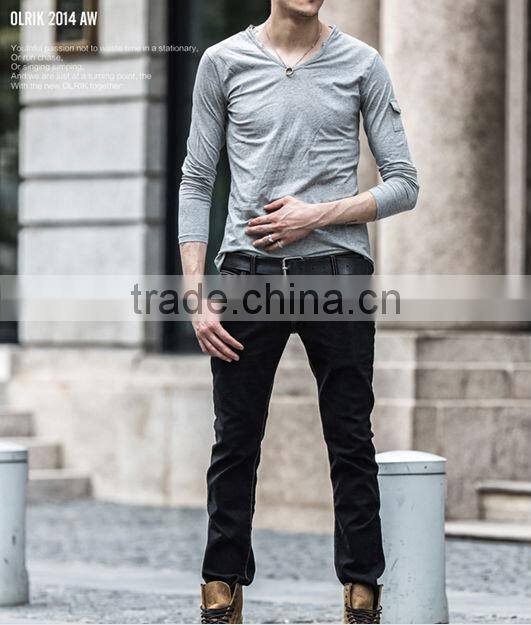 cotton mans V-neck t-shirt from China