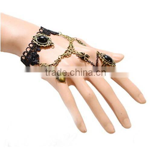 Handmade lace spider bracelets with ring national special jewelry bracelet sets wholesale