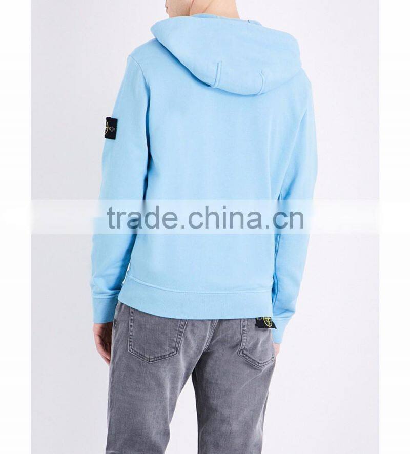 Embroidered Hoodies Patch On Sleeve Private Brands Label Custom Outside Exposed Zip 100% Cotton Flece