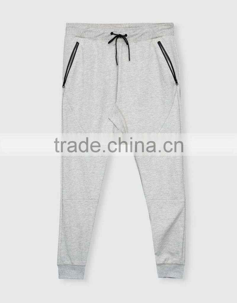wholesale zipped cuffs zip side pockets mens sweat pants slim joggers