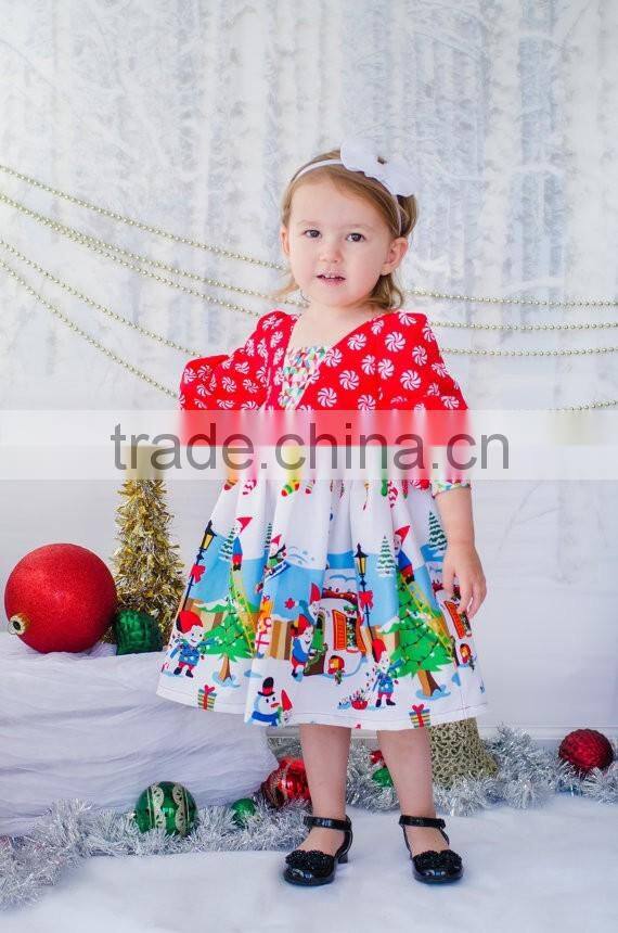 2017 New Born Baby Girls First Christmas Party Dress Kids Elf Holiday Party Dress