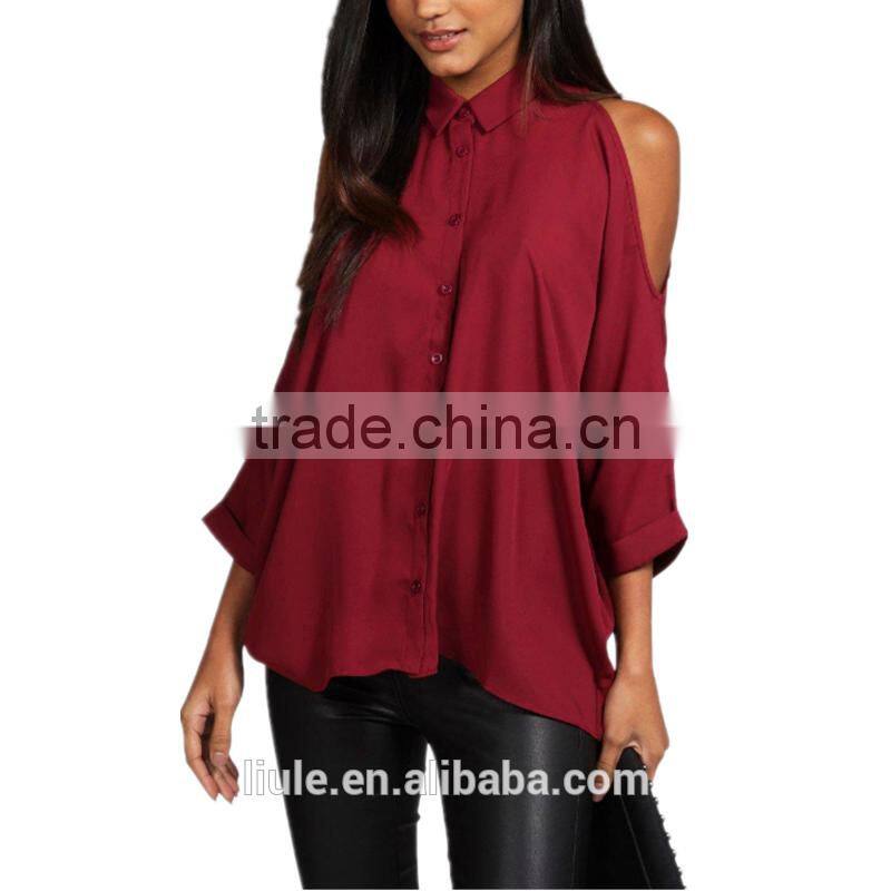 New design Blouse Casual Tops Chiffon sexy women off shoulder shirt