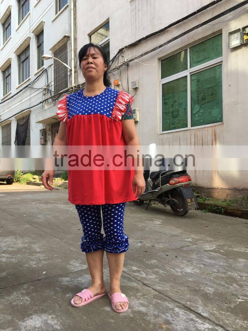 2017 New Design Wholesale Ruffle Womans Clothes Sets Girls Clothes Comfortablely And Beauty