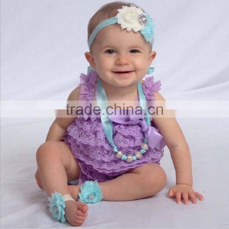 Factory cheaper wholesale colorful baby boutique lace romper kids clothing wholesale 2015 baby petti rompers