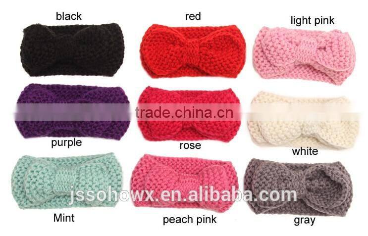 big bow crochet wide headband for babies, crochet baby headband