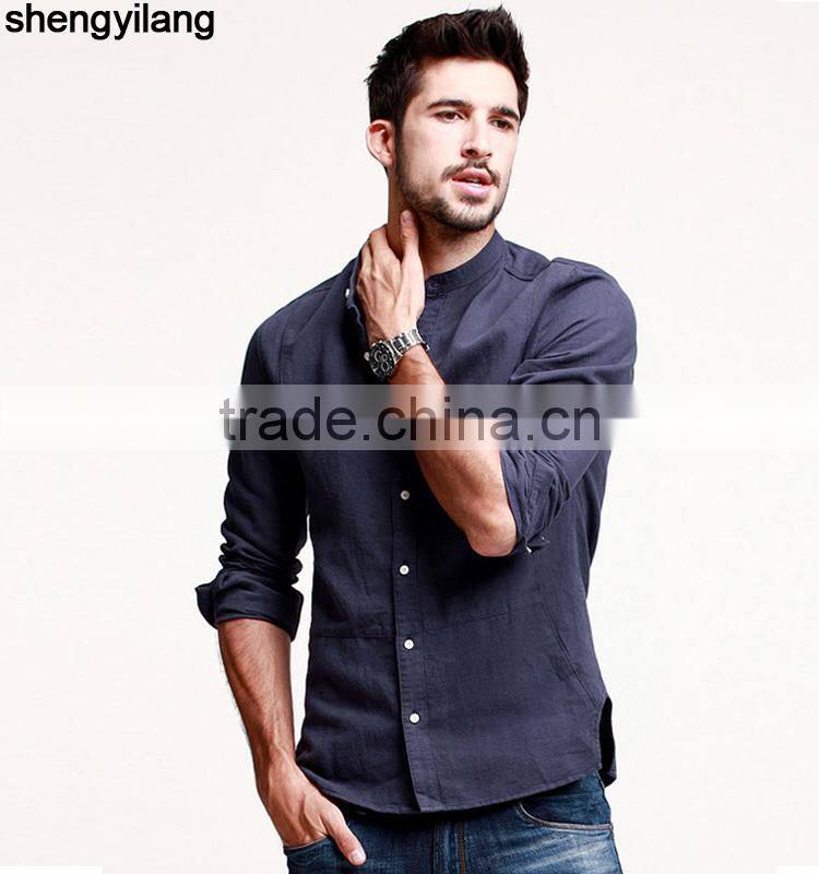Long sleeve plain shirt 100 linen shirts made in guangzhou