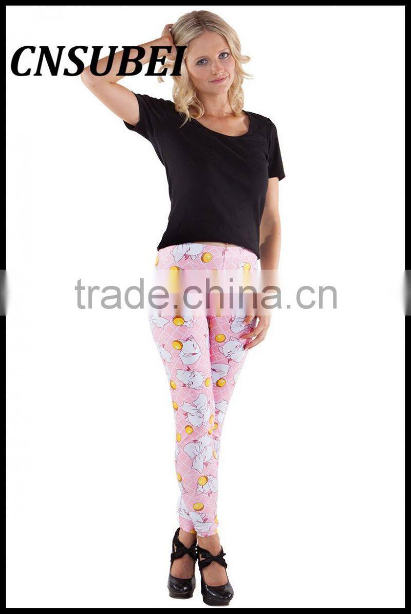 Cute Pink Cat digital printing personalized fashion yoga pants