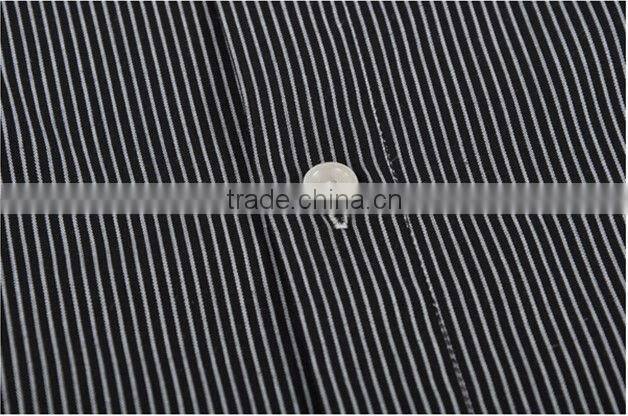 new men's 100% cotton black white striped long sleeve slim fit business shirt