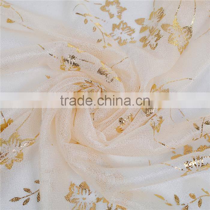 Imitation Silk Scarves & Wraps Rectangle Golden Beige Flower Scarf Factory China