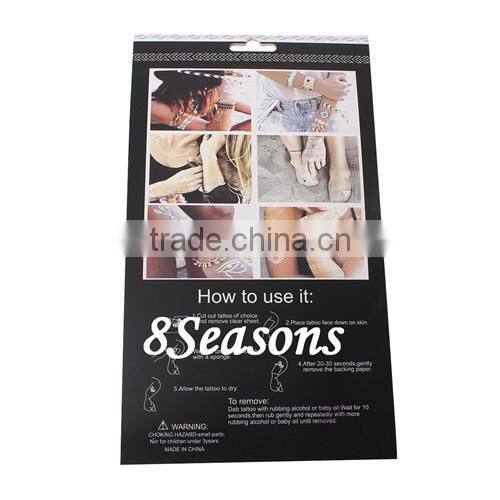 OEM Available Mixed Pattern Gilding Water Transfer Printing Large Size Waterproof Paper Temporary Tattoos Sticker