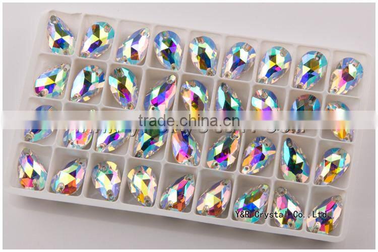 pear shape AB 10x18mm sew on rhinestones flatback crystal Teardrop sewing crystal dress