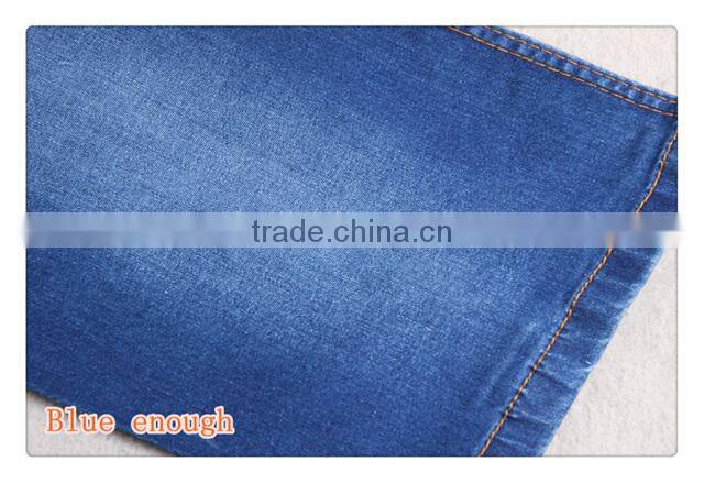 Light blue 98%cotton 2%spandex jeans denim fabric for women jeans