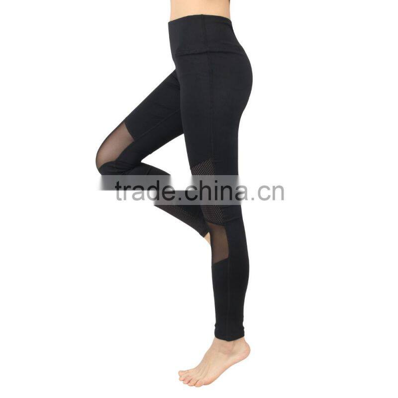 Women Yoga Pants Hollow Out Net Yarn Splicing Yoga for Running Sport Pants