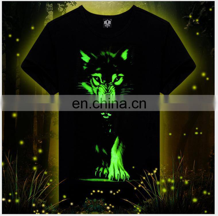 top selling 3d custom t shirt printing noctilucence cheap men t shirt 2017