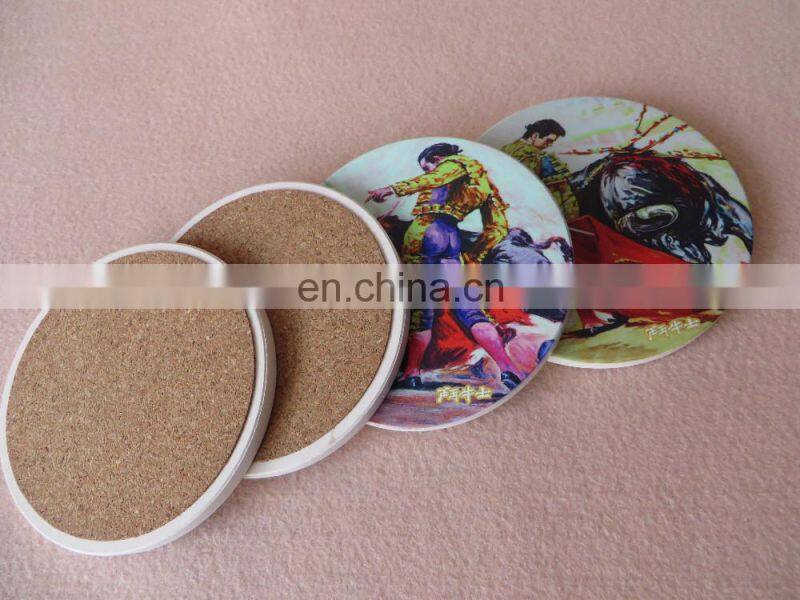 Table decoration cork backed ceramic coaster with sublimation logo