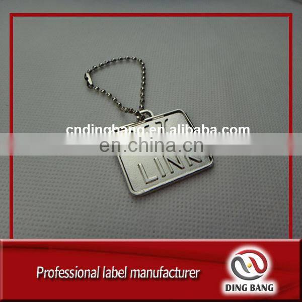 High End Ball Chain Type Stamped Square Shape Custom Logo Frosted Gold Aluminum Metal Tag Keychain