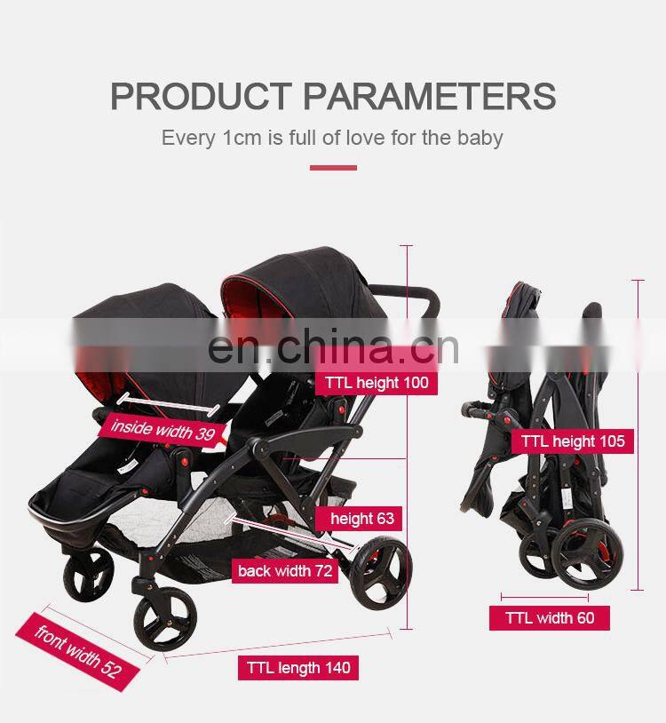 New design lightweight baby double stroller foldable twin stroller