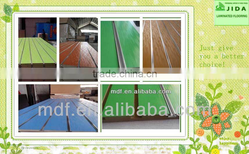 JIDA 15*1220*2440mm Wood Grain Mdf Slatwall Panels Plastic Profile Aluminium Profile
