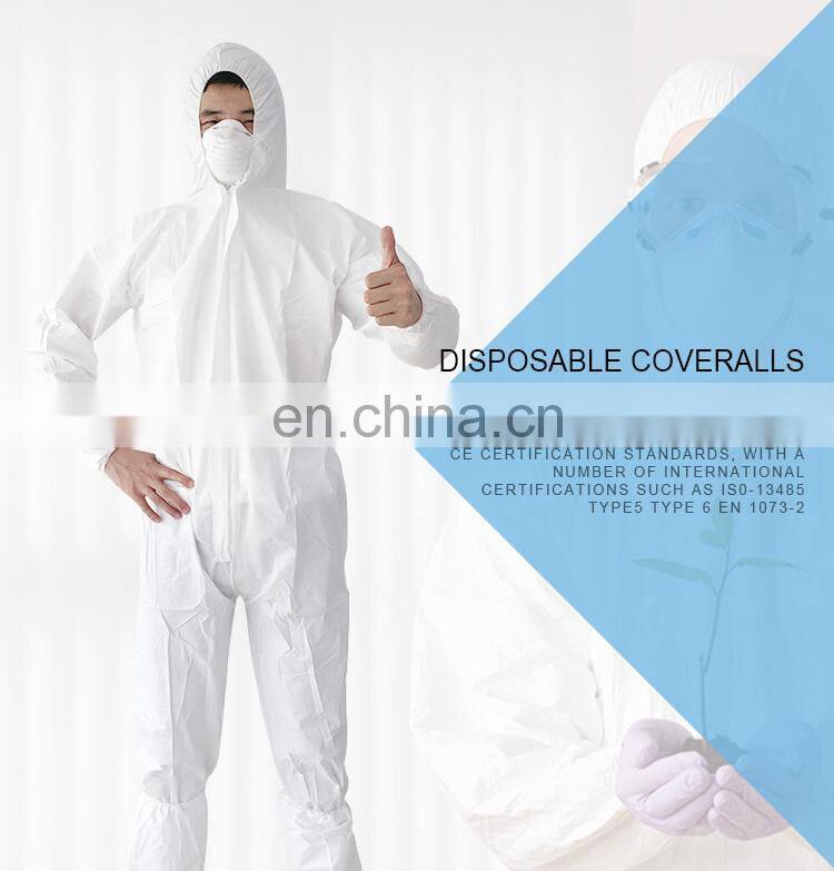 CE Cat III Type 5/6  White Hooded Disposable Non woven Coverall