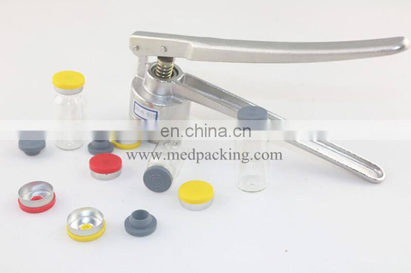 Plastic Aluminum Cap Crimper Stainless Steel Crimping Machine+Glass Vials+Rubber Stoppers+Flip Off Caps