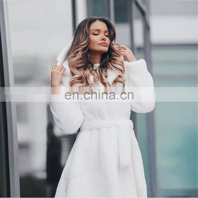Wholesale faux fur hooded oversized warm fashion new winter long fur collar hooded coat
