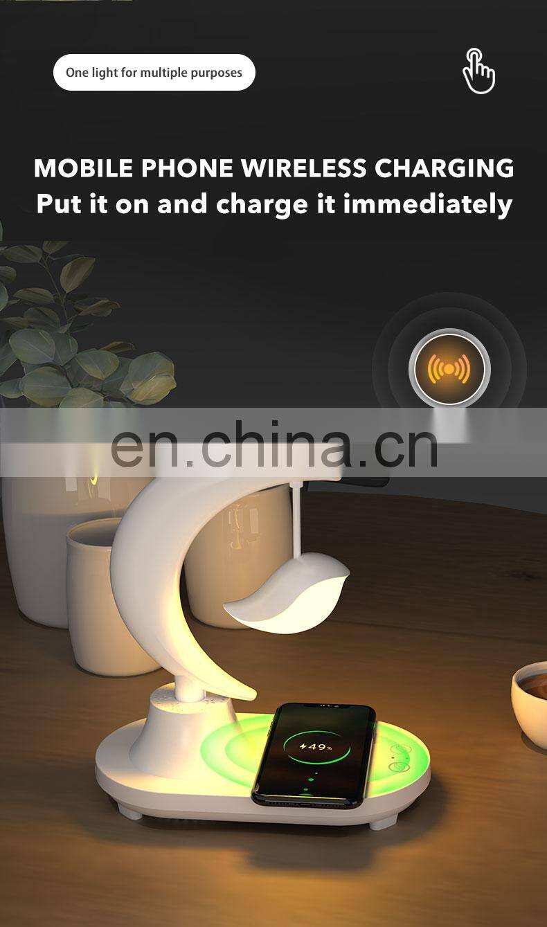 3D Stereo Surround Sound Music Night Light Usb Wireless Charging Auto 7 Color Changing Desk Lamp With Speaker