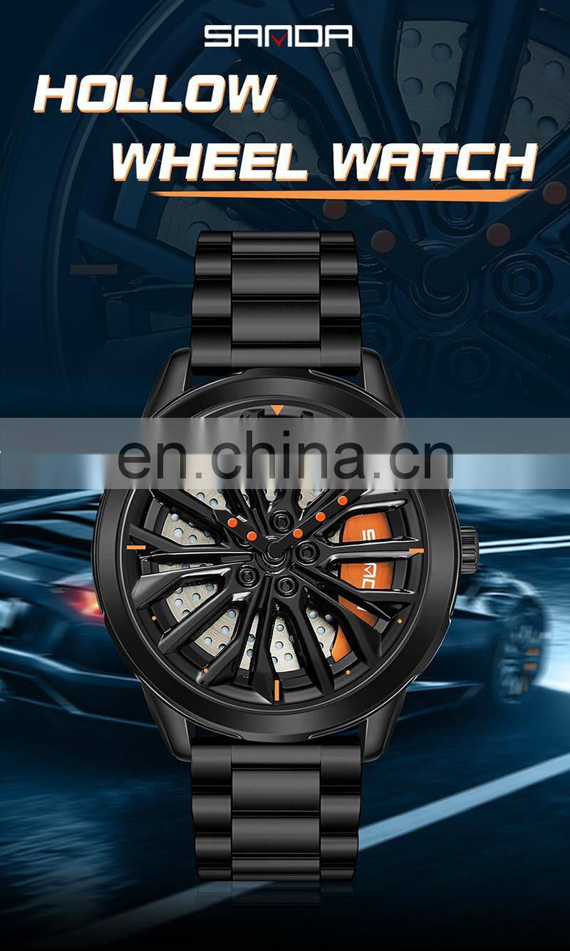 SANDA P1063 New Design Style Men Quartz Watches Waterproof Dials Decoration Simple Sport Men Wrist Watch